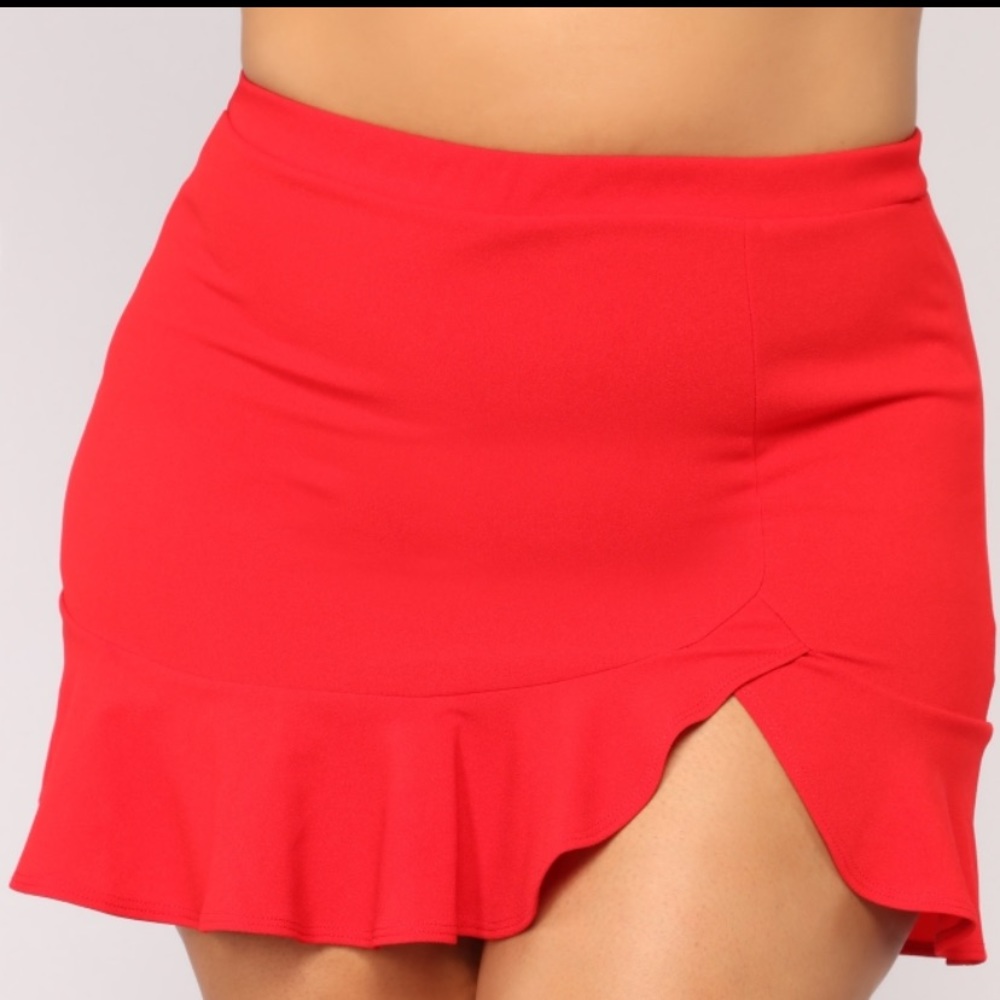 Fashion Nova Red Rebecca Ruffle Skirt